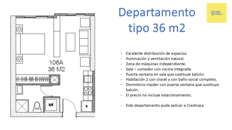 High Point 6, Tipo 36 m2